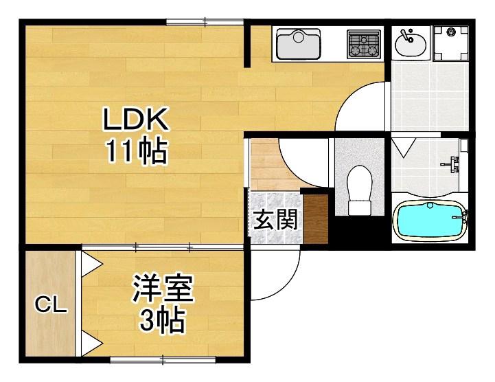 LALAくずは(1LDK/1階)の間取り写真