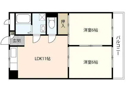 アルファさくら(2LDK/6階)の間取り写真