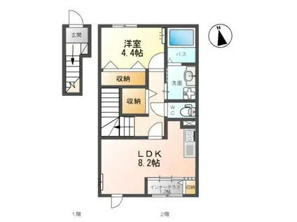 エクセレントプレイスII(1LDK/2階)の間取り写真