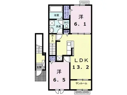 兆 II(2LDK/2階)の間取り写真