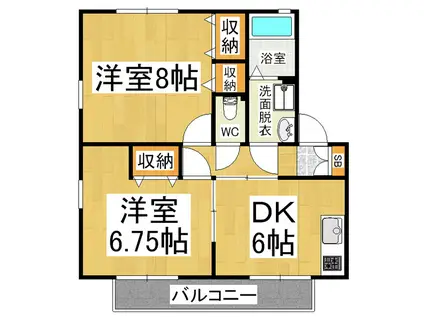 ハイランドタウンE(2DK/1階)の間取り写真