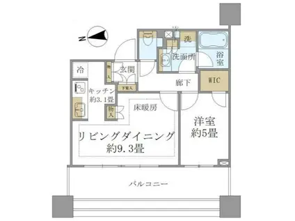 白金ザ・スカイ イースト(ワンルーム/12階)の間取り写真