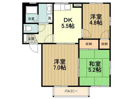 クランベリーハウスA・B(3DK/2階)の間取り写真