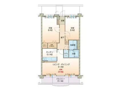 アムールアドニス(2LDK/2階)の間取り写真