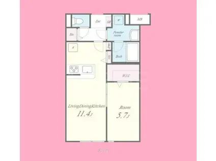 カーサフェリーチェルビア(1LDK/1階)の間取り写真