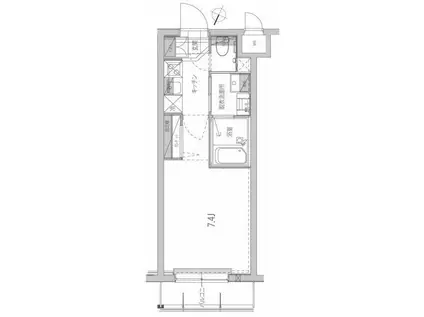 ハーモニーレジデンス品川高輪(1K/1階)の間取り写真