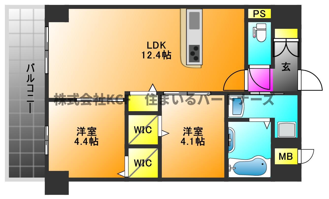 MYS CASETTA KURUME(2LDK/5階)の間取り写真