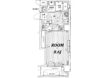 エスティ・ロアール神戸西(1K/4階)の間取り写真