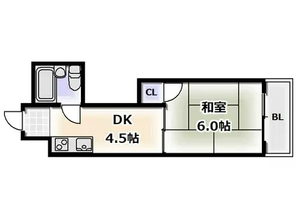 ワイエスハイツ(1DK/4階)の間取り写真