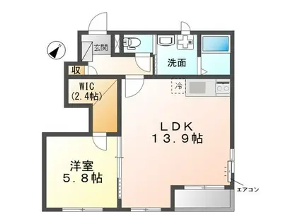 サンパークII(1LDK/1階)の間取り写真