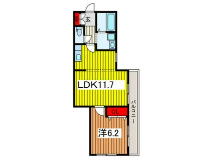 グリーンプラザ岸町(1LDK/2階)の間取り写真