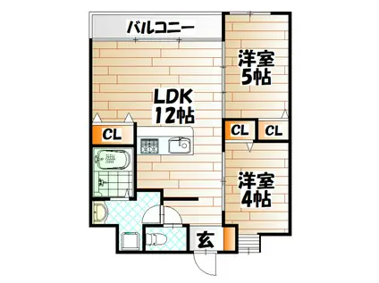 THE GRANDE HILLS(2LDK/7階)の間取り写真