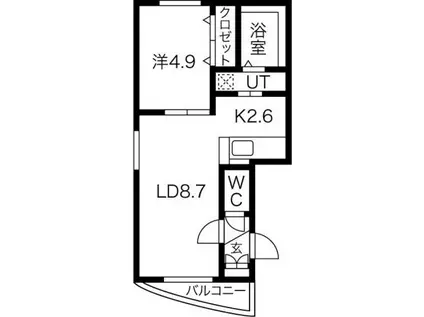 ハイパールN36(1LDK/2階)の間取り写真