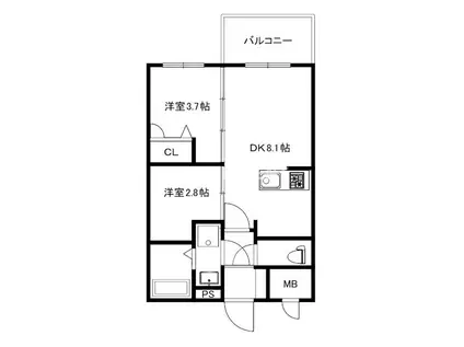 MODERN PALAZZO平尾PATH(2DK/3階)の間取り写真