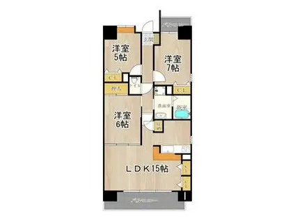 メゾンミヤビ(3LDK/8階)の間取り写真