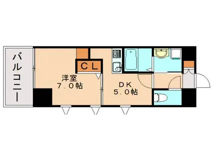 QREST博多東I(1DK/3階)の間取り写真