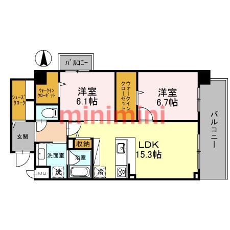 クレッシェンドV(2LDK/3階)の間取り写真