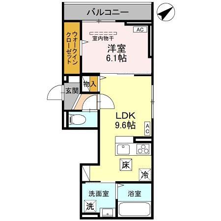 Dアヴァンス東柳田町(1LDK/1階)の間取り写真
