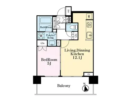 ミッドレジデンス文京(1LDK/13階)の間取り写真