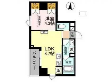 セレッソ本所(1LDK/4階)の間取り写真