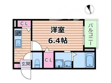 グランディールソレイユ(1K/2階)の間取り写真