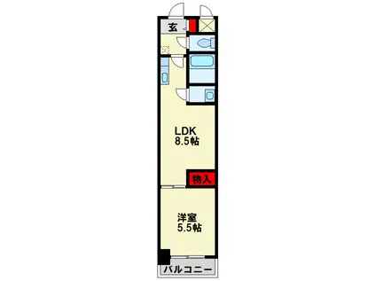 HAMIEL真鶴(1LDK/9階)の間取り写真