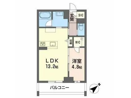 CLASSEUM連坊III(1LDK/2階)の間取り写真