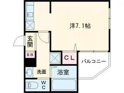 MELDIA大蓮I(ワンルーム/2階)の間取り写真