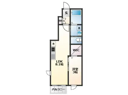 MEI八乙女(1LDK/1階)の間取り写真