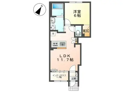 スターテラスII瀬戸(1LDK/1階)の間取り写真