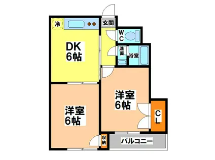 プレステージ三鷹(2DK/3階)の間取り写真