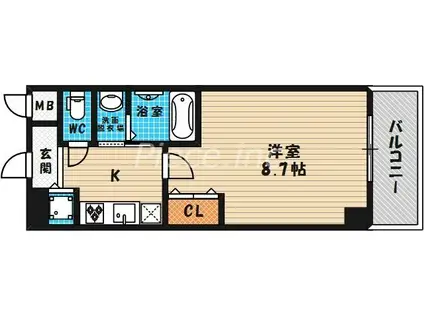 シャルマンフジ天神橋サウス(1K/2階)の間取り写真