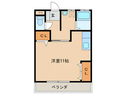 ハイツ江平(ワンルーム/2階)の間取り写真