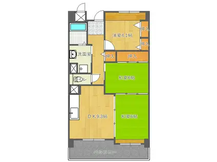 ヴィルゴ・アレンダールII(3DK/4階)の間取り写真