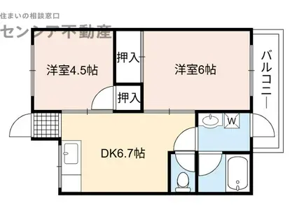 西野ハイツ(2DK/2階)の間取り写真
