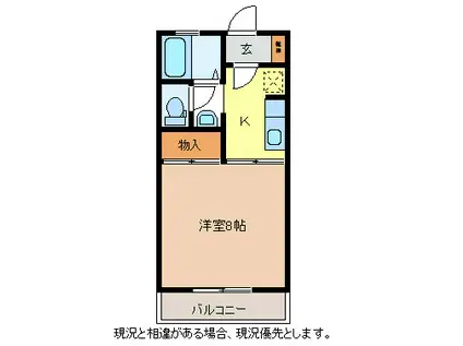 アネーロ和田C棟(1K/2階)の間取り写真