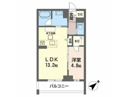 CLASSEUM連坊III(1LDK/1階)の間取り写真