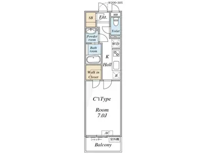リブリ・小田急相模原(1K/1階)の間取り写真