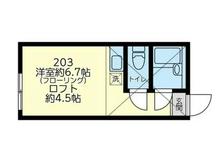 ユナイト妙蓮寺ケイズ ノース(ワンルーム/2階)の間取り写真