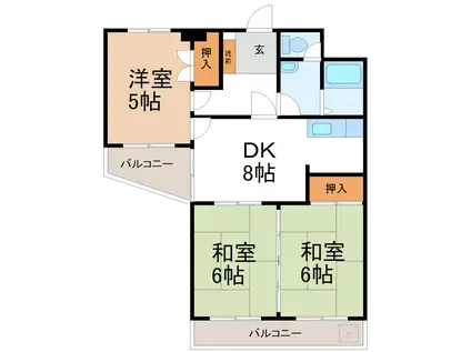 サンライズビル(3DK/2階)の間取り写真