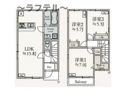 デュレメゾン(3LDK/1階)の間取り写真