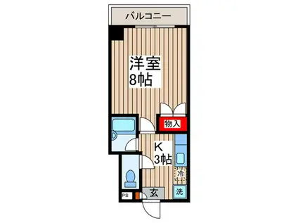 グランデ1(1K/2階)の間取り写真