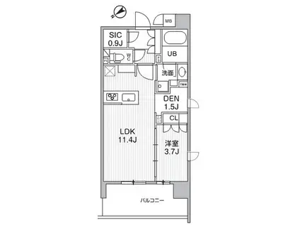 ドゥーエ入谷III(1LDK/2階)の間取り写真