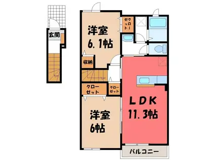ソラーナ1(2LDK/2階)の間取り写真