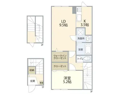 ユーゲント(1LDK/3階)の間取り写真
