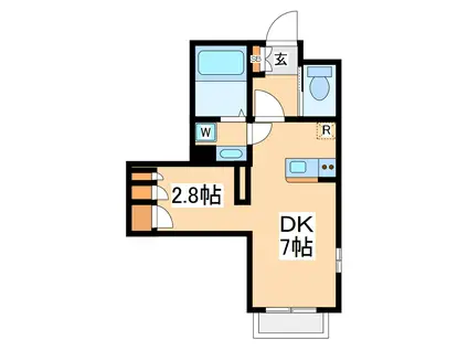 ZEN白糸台(1DK/1階)の間取り写真