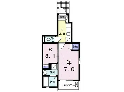 フェアリー(1SK/1階)の間取り写真
