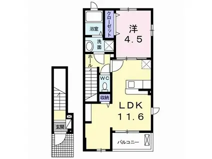 SKY CITY B(1LDK/2階)の間取り写真