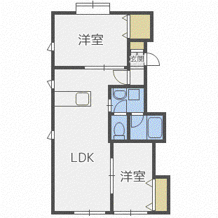 ヒルテラス東麻生(2LDK/2階)の間取り写真