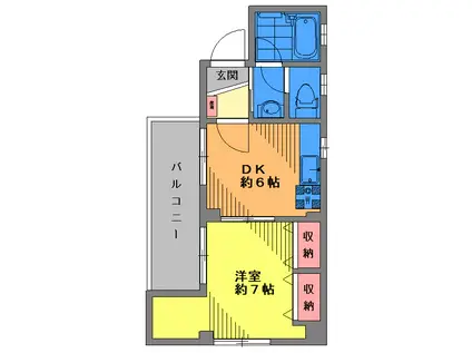 サンルピナスF(1DK/1階)の間取り写真